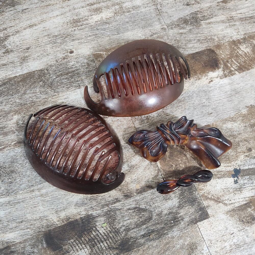 Vintage French Tortoiseshell Barrette Hair Clip Goody Comb Lot France USA READ